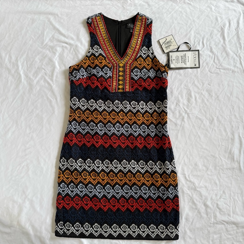 Laundry By Shelli Segal Multicolor Geometric Mini Dress